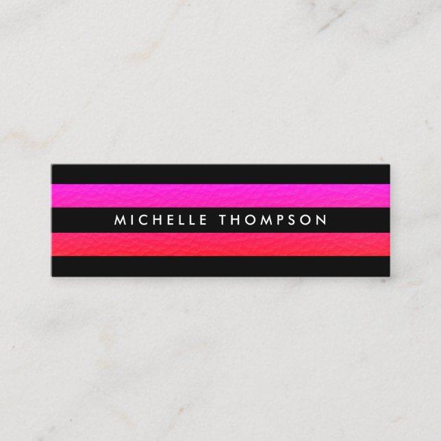 Modern Colourful Texture with Black Stripes Mini Business Card (Front)