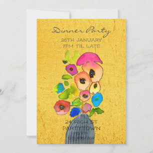 Modern colourful theme floral design party theme invitation