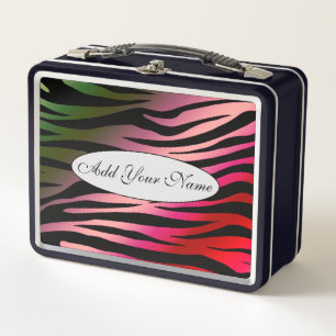 Modern Colourful Tiger Add Your Text Metal Lunch Box