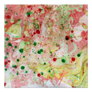 Modern Colourful Trendy Abstract Art Green Pink Re Poster