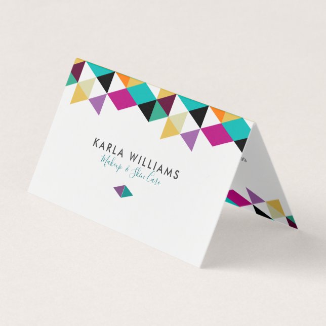 Modern Colourful Triangles Composition Business Card (Front)