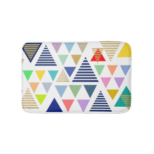 Modern Colourful Triangles Pattern Bath Mat