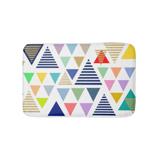 Modern Colourful Triangles Pattern Bath Mat (Front)