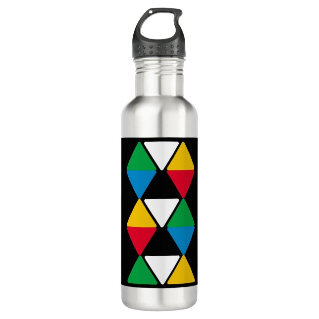 Modern Colourful Triangles Personalized 710 Ml Water Bottle (Front)