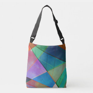 Modern, colourful triangles, trapezoid shapes art crossbody bag