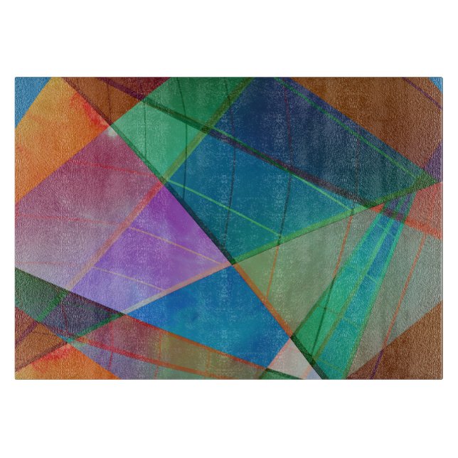 Modern, colourful triangles, trapezoid shapes art cutting board (Front)