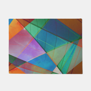 Modern, colourful triangles, trapezoid shapes art doormat