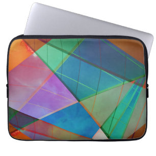 Modern, colourful triangles, trapezoid shapes art laptop sleeve
