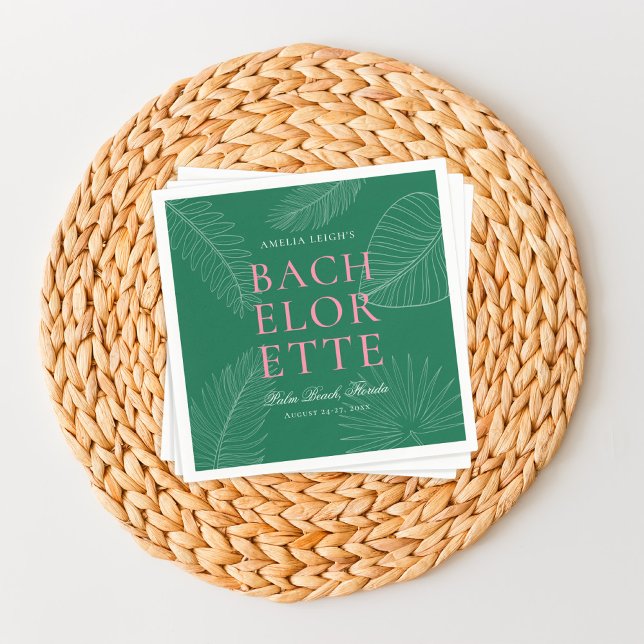 Modern Colourful  Tropical Palm Leaves Bachelorett Napkin (Creator Uploaded)