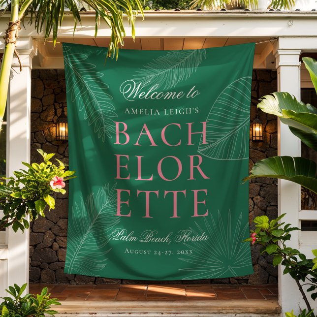 Modern Colourful  Tropical Palm Leaves Bachelorett Tapestry (Creator Uploaded)