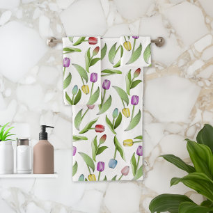 Modern Colourful Tulip Bath Towel Set