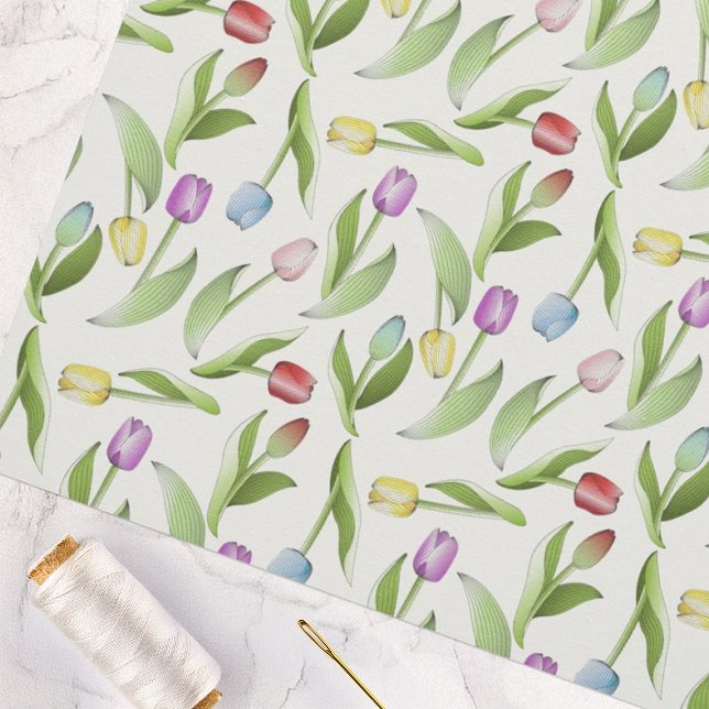 Modern Colourful Tulip Floral Pattern Fabric (Creator Uploaded)
