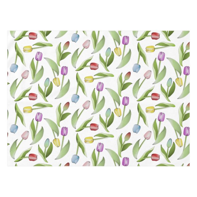Modern Colourful Tulip Floral Pattern Tablecloth (Front (Horizontal))