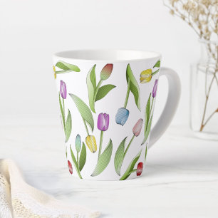 Modern Colourful Tulip Flower Latte Mug