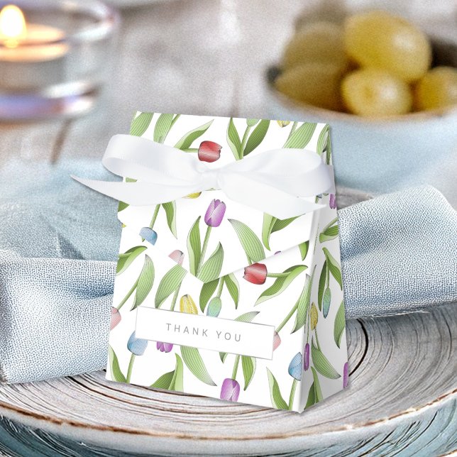 Modern Colourful Tulip Flower Thank You Party Favor Box (Creator Uploaded)