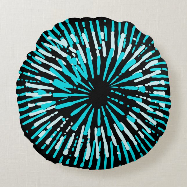 Modern Colourful Turquoise Round Throw Pillow (Front)