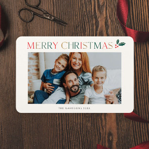 Modern Colourful Type Photo Christmas Holiday Magnet