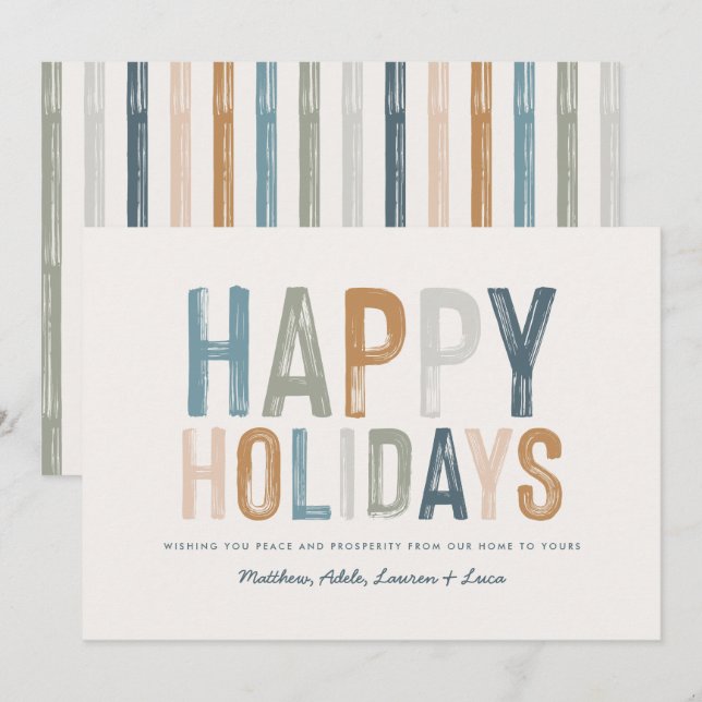 Modern colourful typography Happy holidays Holiday Card (Front/Back)