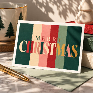Modern Colourful Typography Merry Christmas Holiday Postcard