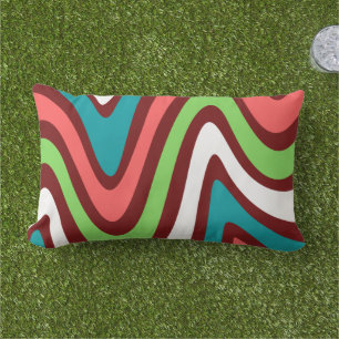 Modern colourful vintage retro cute blue green chi lumbar pillow