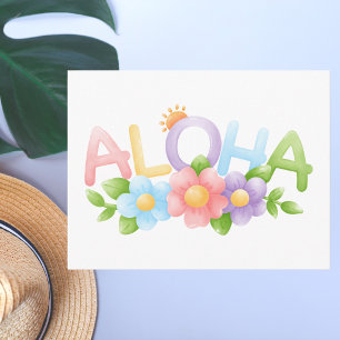 Modern Colourful Watercolor Aloha Cute Tropical Postcard