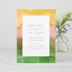 Modern Colourful Watercolor Art Abstract Wedding Invitation