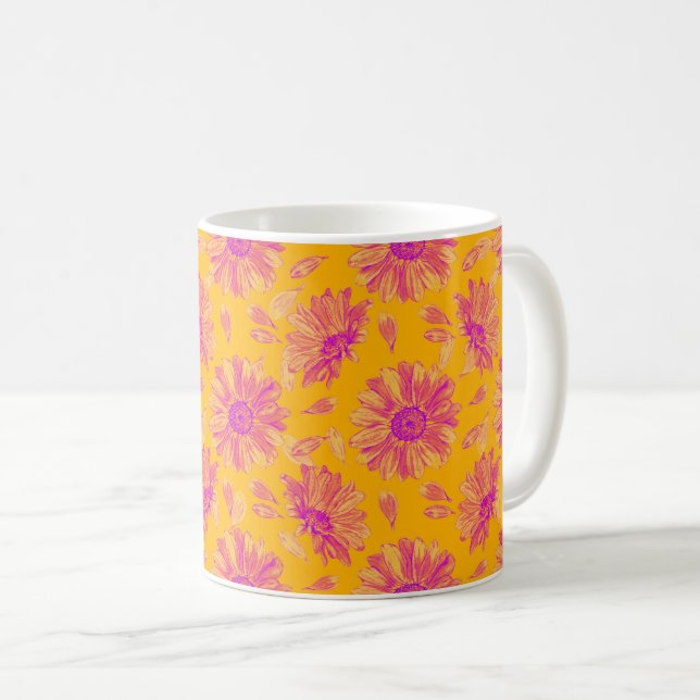 Modern Colourful Watercolor Floral Pattern Coffee Mug (Front Right)