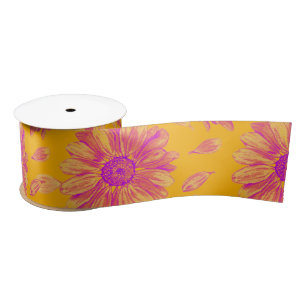 Modern Colourful Watercolor Floral Pattern Satin Ribbon