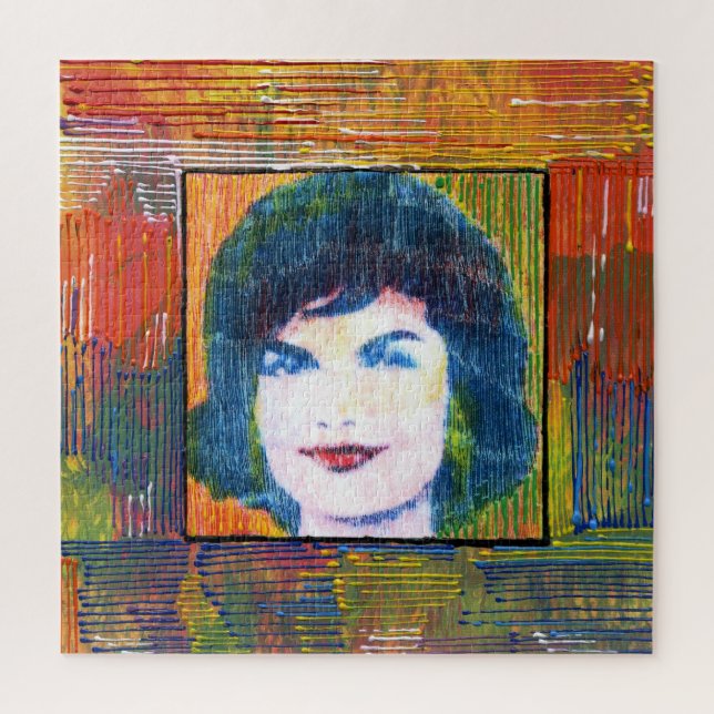 Modern colourful watercolor Jackie Kennedy collage Jigsaw Puzzle (Vertical)