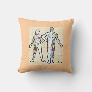 Modern colourful watercolor Muscle chart Throw Pillow