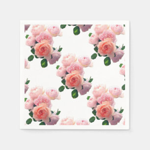 Modern Colourful Watercolor Pink Roses Template Napkin