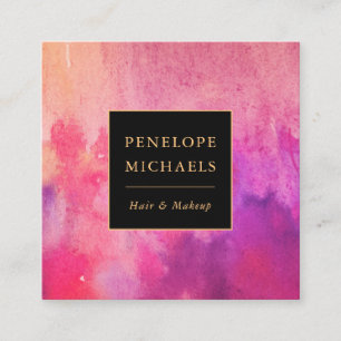 Modern Colourful Watercolor Square Business Card