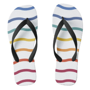 Modern Colourful Wave Pattern Flip Flops