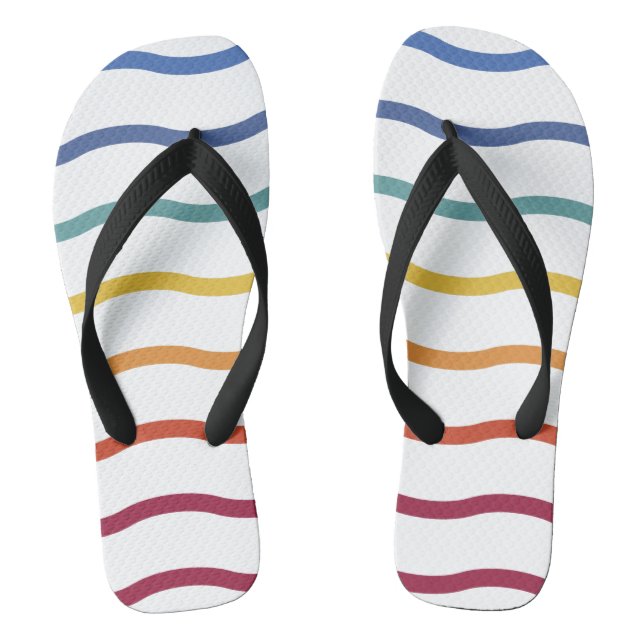 Modern Colourful Wave Pattern Flip Flops (Footbed)
