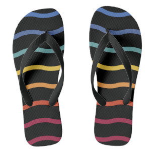 Modern Colourful Wave Pattern Flip Flops