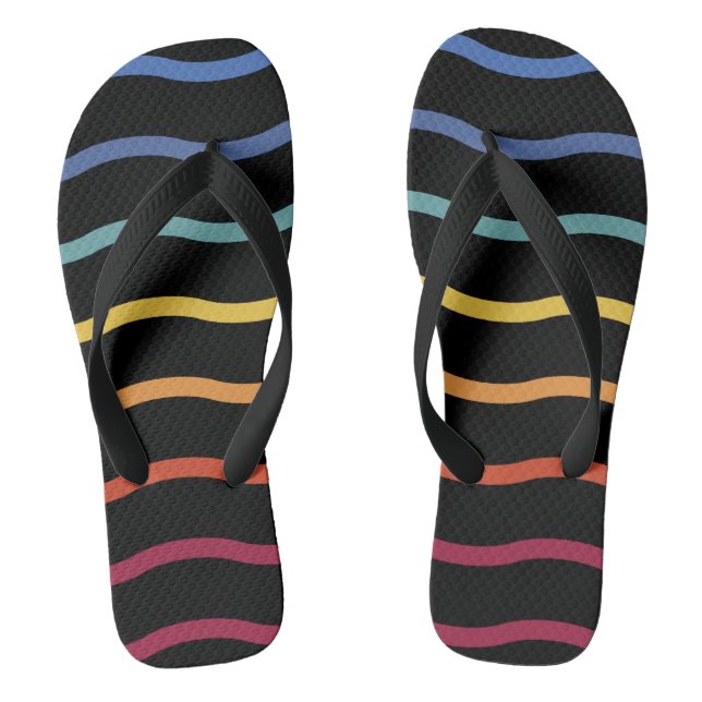 Modern Colourful Wave Pattern Flip Flops (Footbed)