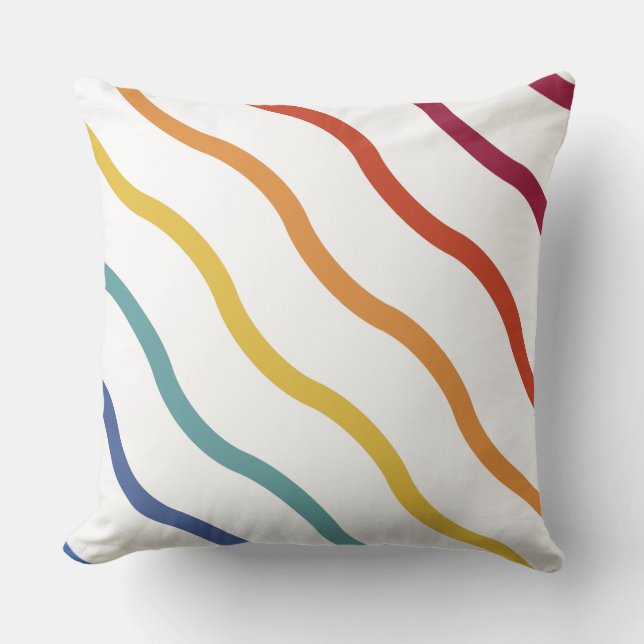 Modern Colourful Wave Pattern Throw Pillow (Front)