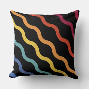 Modern Colourful Wave Pattern Throw Pillow