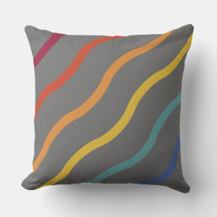 Modern Colourful Wave Pattern Throw Pillow