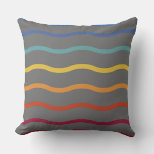 Modern Colourful Wave Pattern Throw Pillow