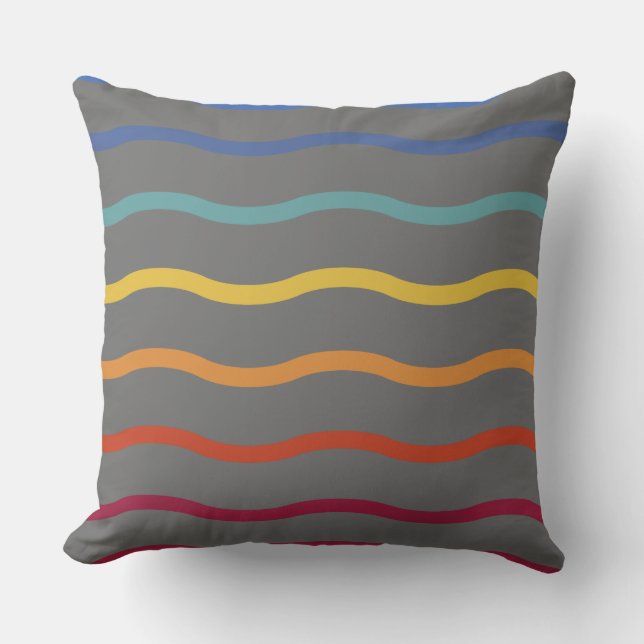 Modern Colourful Wave Pattern Throw Pillow (Front)