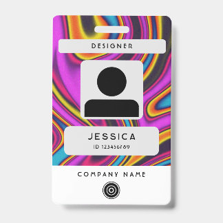 Modern colourful wavy and fluid ink Photo ID badge
