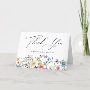 Modern Colourful Wildflower Floral Bridal Shower Thank You Card