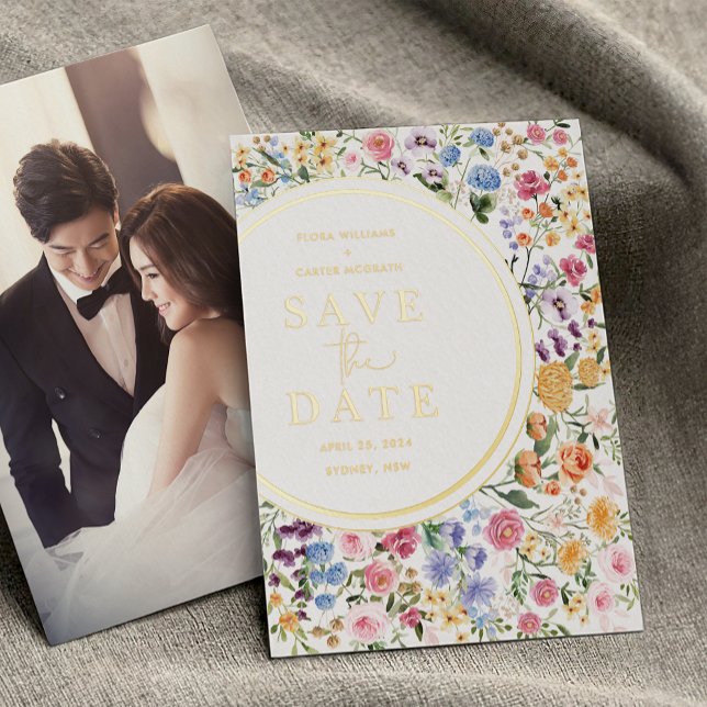 Modern Colourful Wildflower Wedding Save the Date (Creator Uploaded)