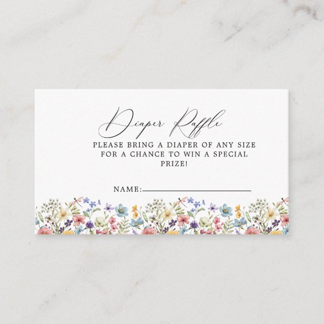 Modern Colourful Wildflowers Floral Diaper Raffle Enclosure Card (Front)
