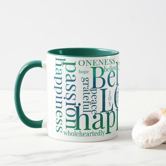 Modern Colourful Word Cloud Text Designs Mug (With Donut)