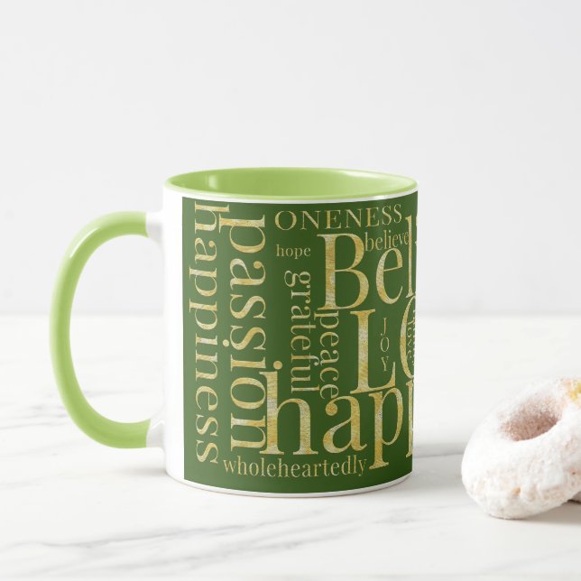 Modern Colourful Word Cloud Text Designs Mug (With Donut)