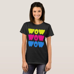 Modern colourful WOW MOM Saying Simple day T-Shirt