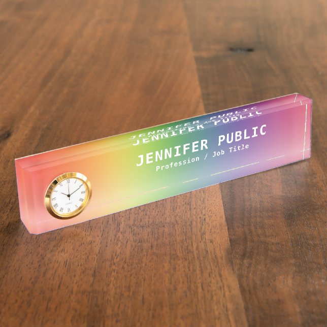 Modern Colourful Yellow Green Red Blue Purple Nameplate (Side)