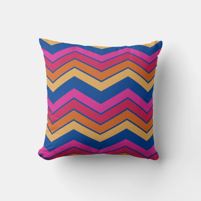 Modern Colourful Zigzag Chevron Pattern Girly  Throw Pillow (Front)